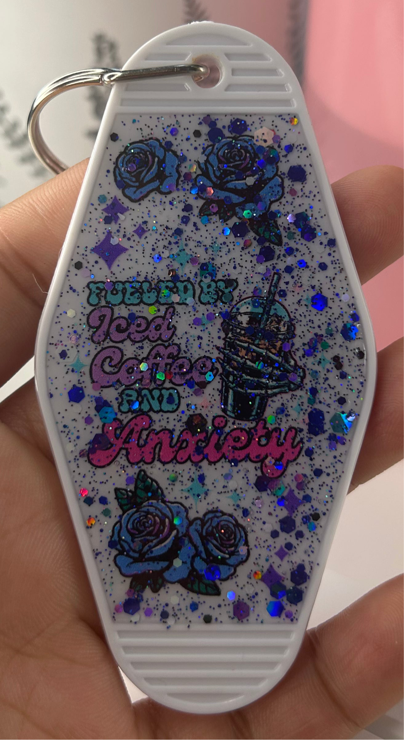 Fueled By Iced Coffee And Anxiety Hotel KeyChain