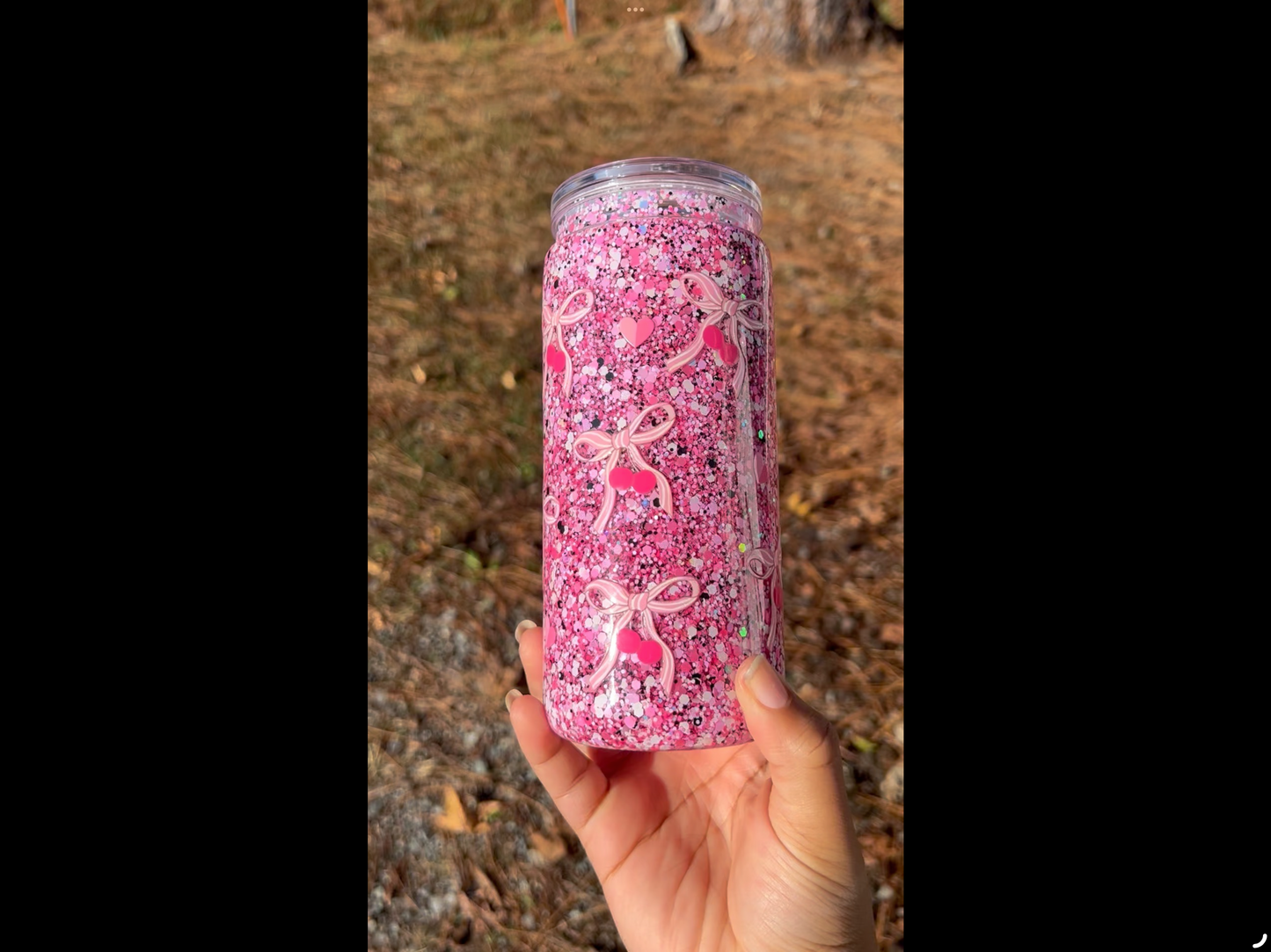 Cherry Bows 20oz Acrylic Snowglobe