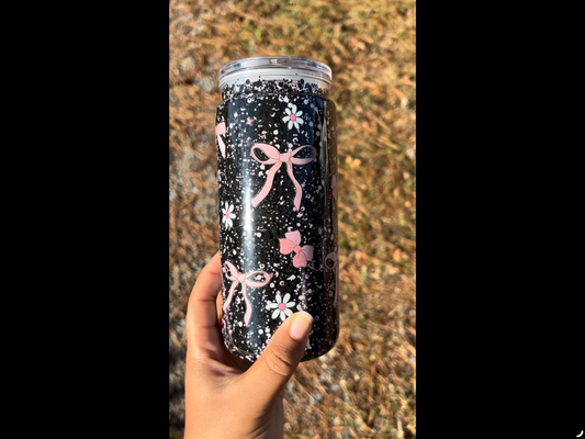 Black Pink Bows 20oz Acrylic Snowglobe