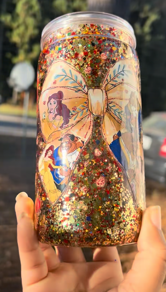 Beauty And The Beast Bow 16oz Acrylic Snowglobe