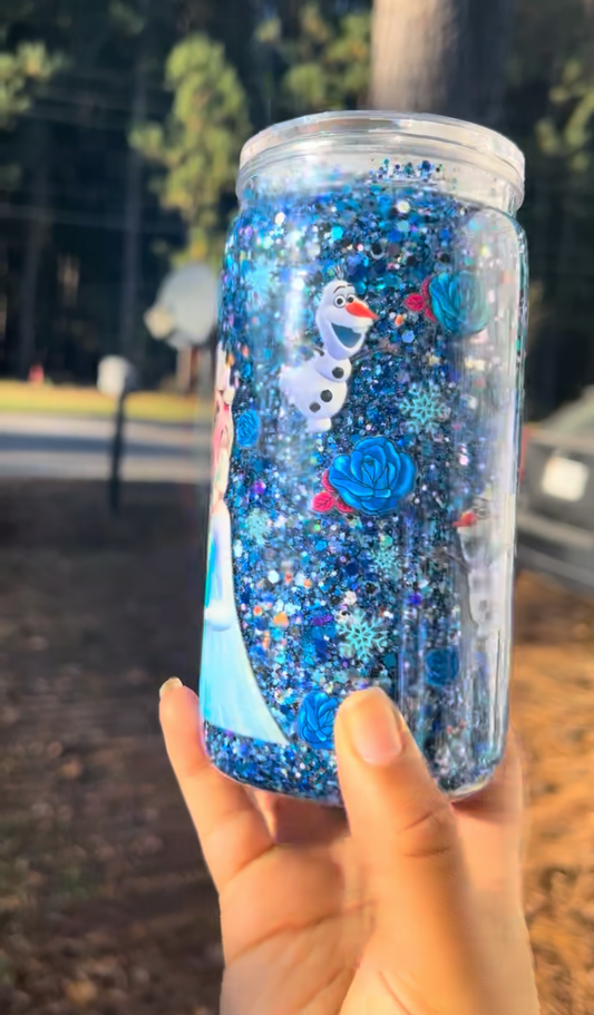 Frozen Elsa Blue Roses 16oz Acrylic Snowglobe