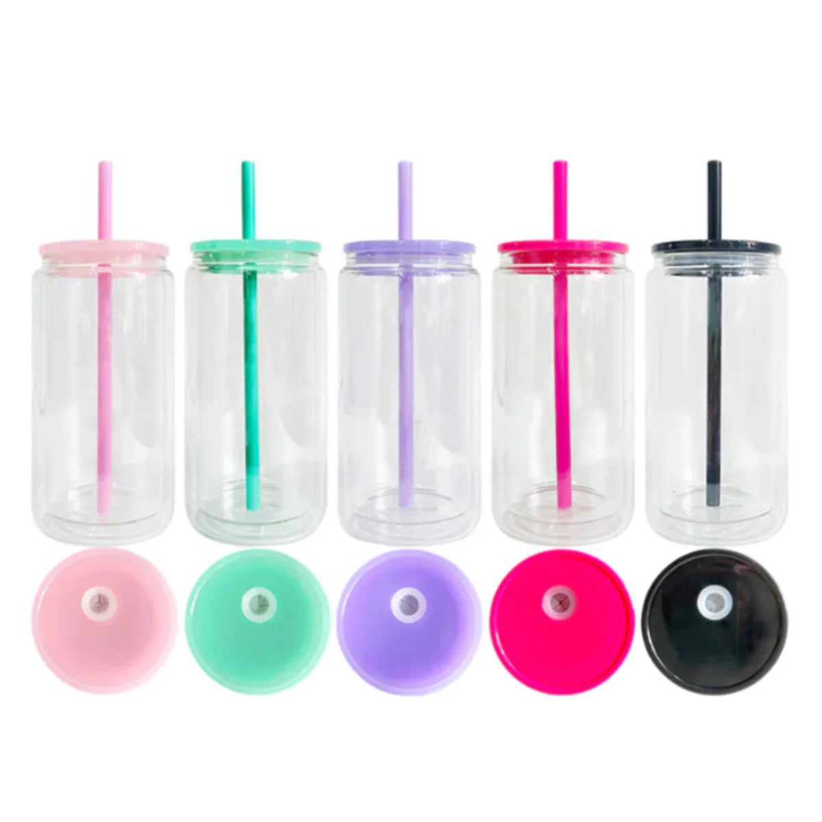 16Oz Clear Acrylic Snowglobe (Colored Lid)